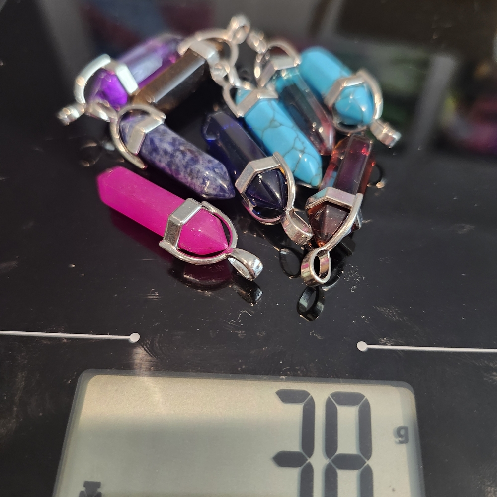 Silver and Multicolor Manmade Crystal/Pendant Set